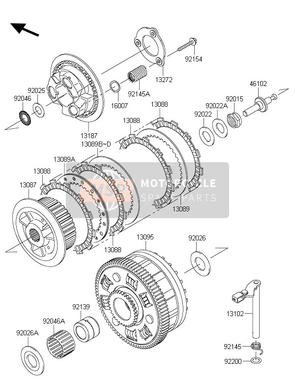 Kawasaki Z1000 2016 Embrayage pour un 2016 Kawasaki Z1000