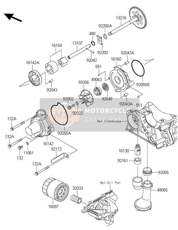 Kawasaki Z1000 2016 La pompe à huile pour un 2016 Kawasaki Z1000