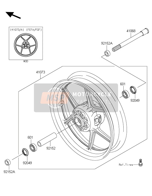 Kawasaki Z1000 2016 Front Hub for a 2016 Kawasaki Z1000