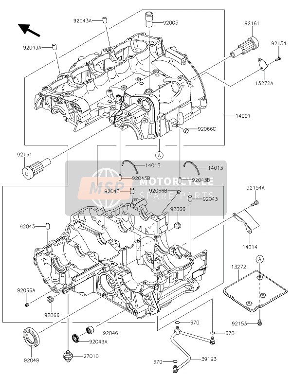 Kawasaki Z1000SX ABS 2016 KURBELGEHÄUSE für ein 2016 Kawasaki Z1000SX ABS