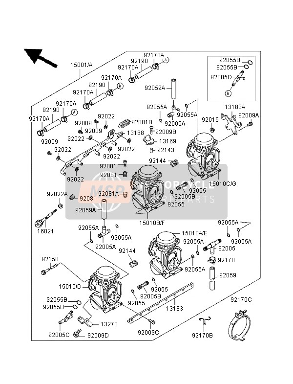 150101645, Carburetor,Lh,Inside, Kawasaki, 1