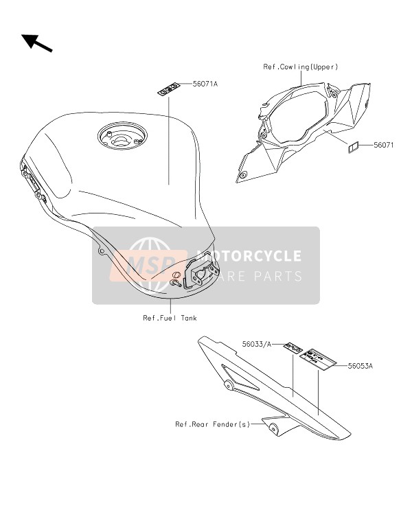 Kawasaki Z1000SX ABS 2016 Étiquettes pour un 2016 Kawasaki Z1000SX ABS