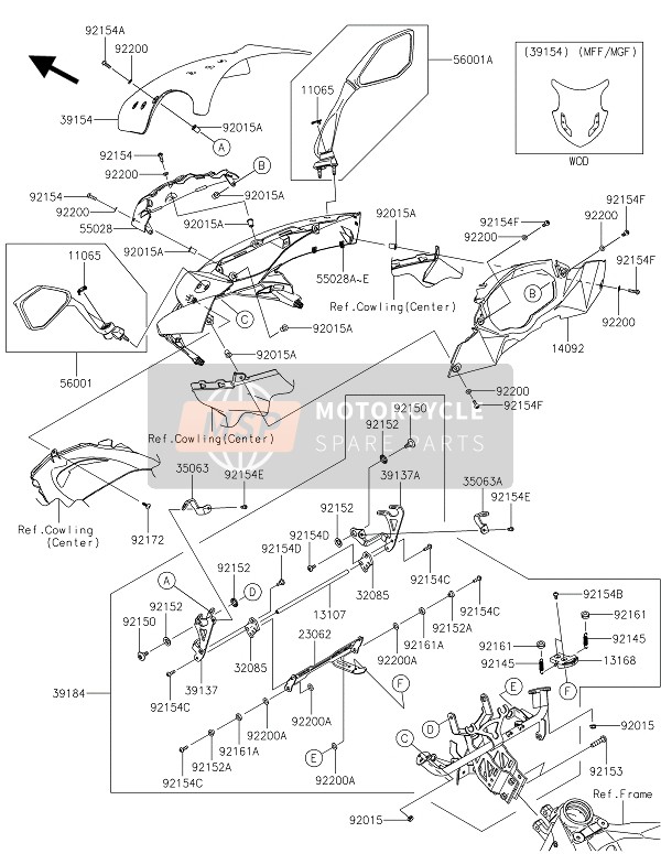 Kawasaki Z1000SX ABS 2016 Cowling (Upper) for a 2016 Kawasaki Z1000SX ABS