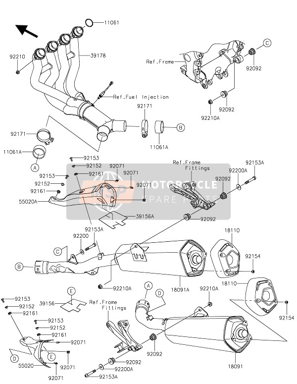 180910976, BODY-COMP-MUFFLER, Rh, Kawasaki, 0