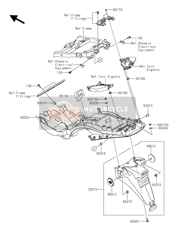 350150052, Spatlap Compleet, Kawasaki, 0