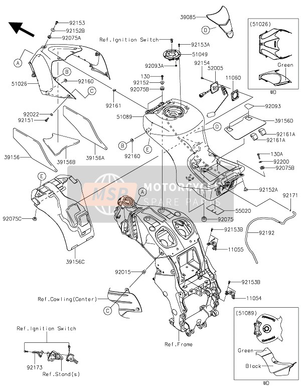 Kawasaki ZZR1400 ABS 2016 Benzinetank voor een 2016 Kawasaki ZZR1400 ABS