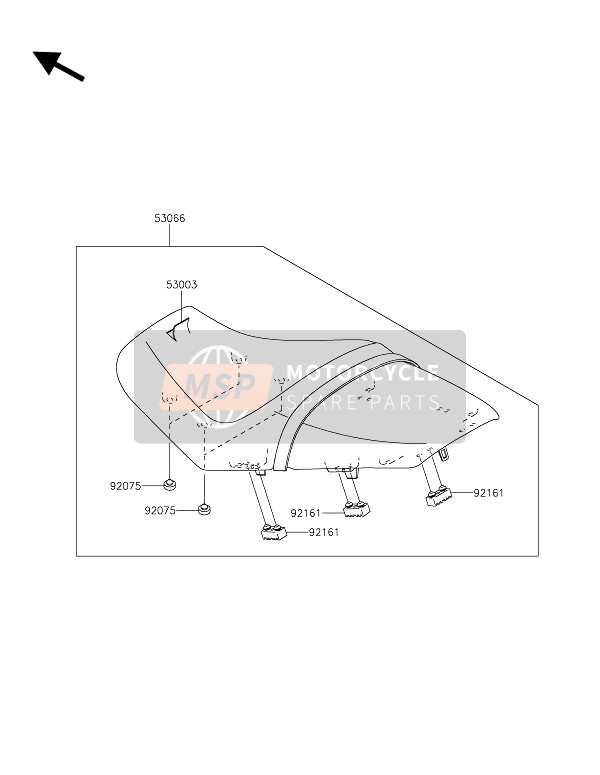 53066043312Y, SEAT-ASSY,Dual,BLK+BAND Blk, Kawasaki, 0