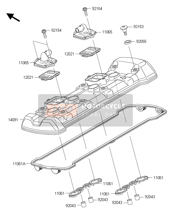 Kawasaki Z1000SX 2016 Le couvre-culasse pour un 2016 Kawasaki Z1000SX