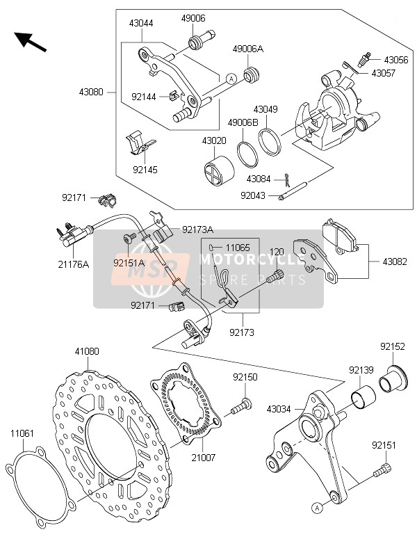 Kawasaki Z1000SX 2016 Rear Brake for a 2016 Kawasaki Z1000SX