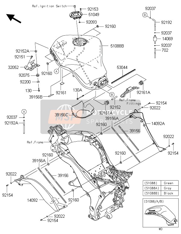 Kawasaki Z1000SX 2016 TANK für ein 2016 Kawasaki Z1000SX