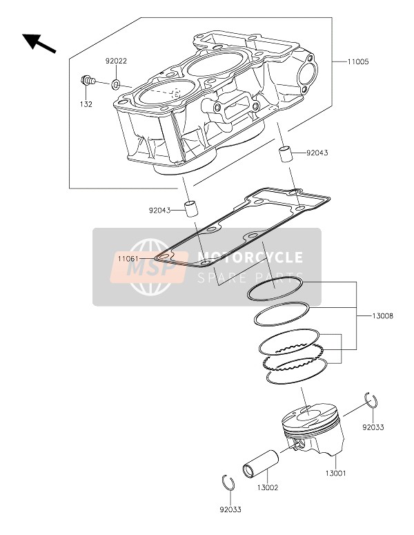 Kawasaki Z300 2015 Cylindre & Piston(S) pour un 2015 Kawasaki Z300