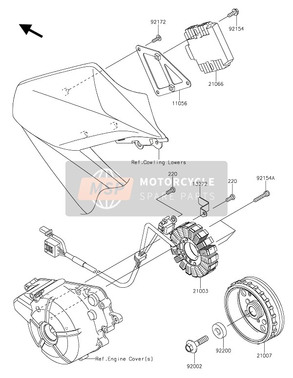 Kawasaki Z300 2015 Generador para un 2015 Kawasaki Z300