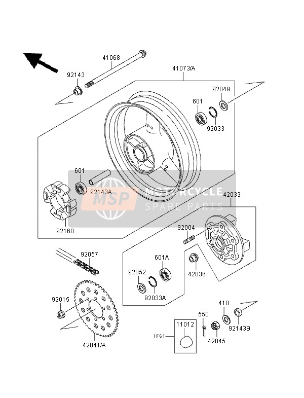 420411376, SPROCKET-HUB,45T, Kawasaki, 1