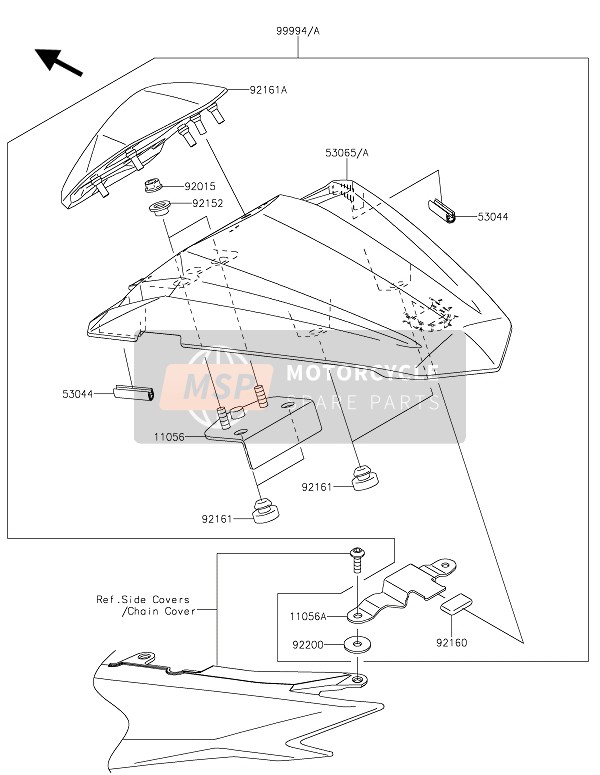 Kawasaki Z300 2015 Accessoire (Hoes voor enkel zadel) voor een 2015 Kawasaki Z300