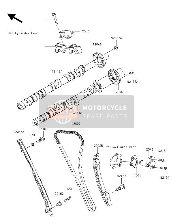 Kawasaki NINJA H2 2015 Albero A Camme(S) & Tenditore per un 2015 Kawasaki NINJA H2