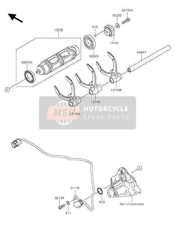 Kawasaki NINJA H2 2015 Tambour de changement de vitesse & Fourchette de changement de vitesse(S) pour un 2015 Kawasaki NINJA H2