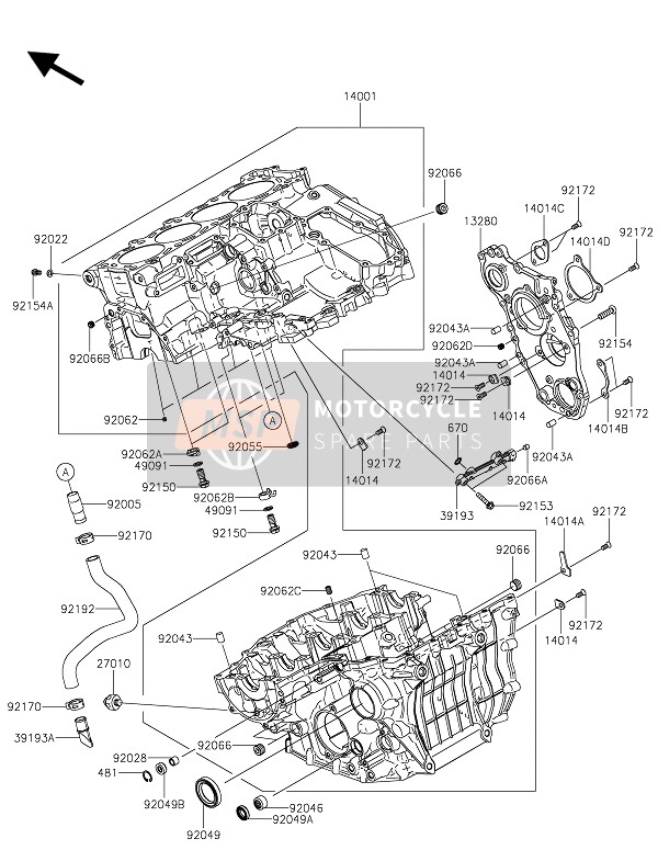 Kawasaki NINJA H2 2015 Carter voor een 2015 Kawasaki NINJA H2