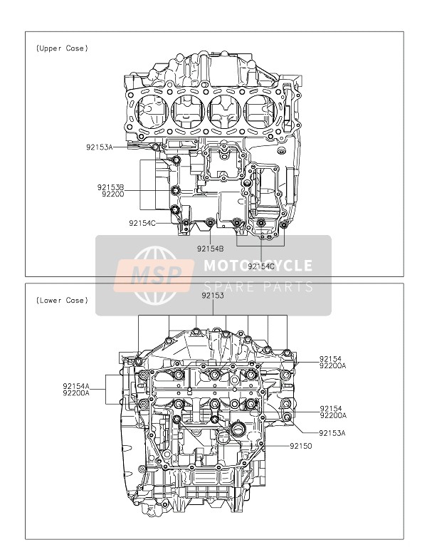 Kawasaki NINJA H2 2015 Modèle de boulon de carter pour un 2015 Kawasaki NINJA H2