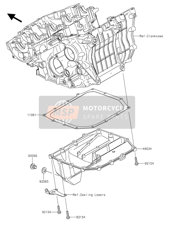 Kawasaki NINJA H2 2015 Colector de aceite para un 2015 Kawasaki NINJA H2