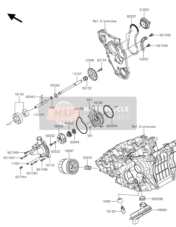 Kawasaki NINJA H2 2015 Pompa dell'olio per un 2015 Kawasaki NINJA H2