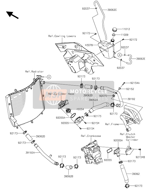 Kawasaki NINJA H2 2015 Waterpijp voor een 2015 Kawasaki NINJA H2