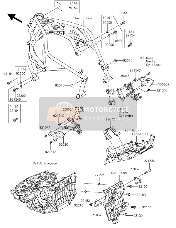 Kawasaki NINJA H2 2015 Accesorios de marco para un 2015 Kawasaki NINJA H2