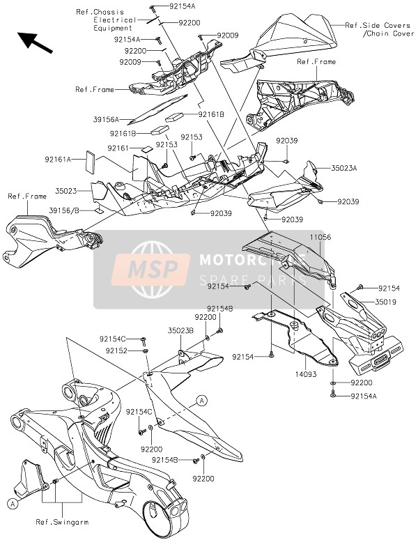 Kawasaki NINJA H2 2015 Garde-boue arrière(S) pour un 2015 Kawasaki NINJA H2