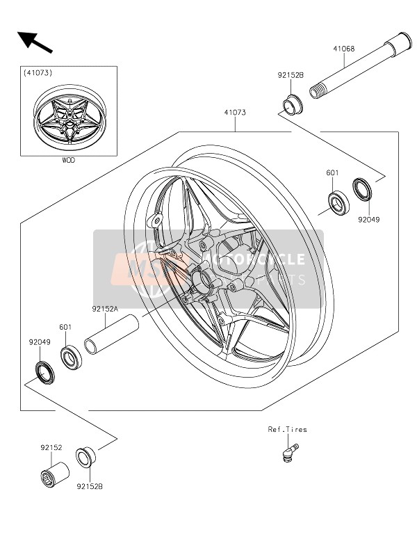 Kawasaki NINJA H2 2015 Buje delantero para un 2015 Kawasaki NINJA H2