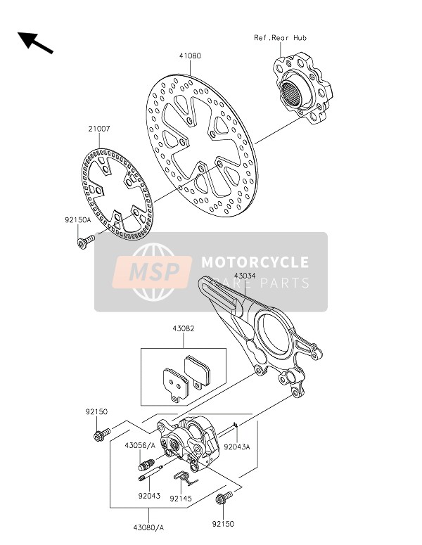 Kawasaki NINJA H2 2015 BREMSE HINTEN für ein 2015 Kawasaki NINJA H2