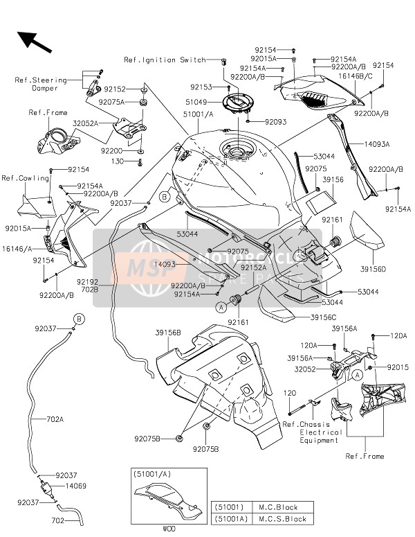 Kawasaki NINJA H2 2015 Depósito de combustible para un 2015 Kawasaki NINJA H2