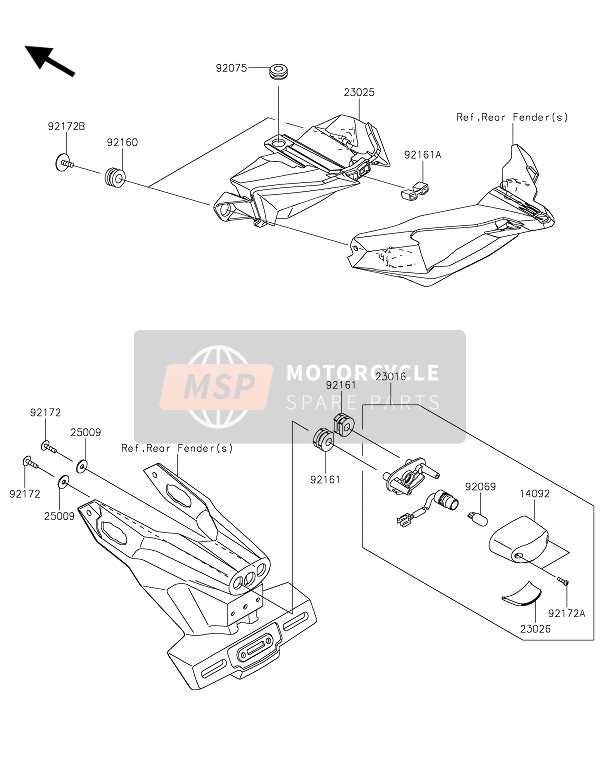 Kawasaki NINJA H2 2015 Tail Light(S) for a 2015 Kawasaki NINJA H2