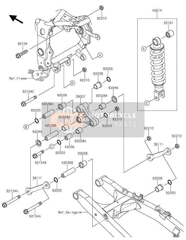 Kawasaki Z250SL 2015 AUFHÄNGUNG & STOSSDÄMPFER für ein 2015 Kawasaki Z250SL