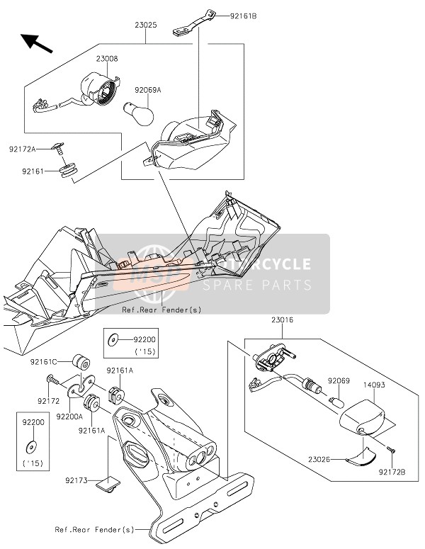 Kawasaki Z250SL 2015 Fanale Posteriore(S) per un 2015 Kawasaki Z250SL