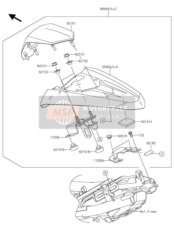 53065002520A, Cover Seat, Ebony, Kawasaki, 0