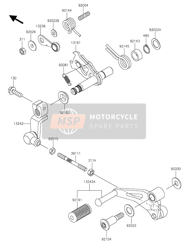 Kawasaki Z250SL ABS 2015 Mécanisme de changement de vitesse pour un 2015 Kawasaki Z250SL ABS