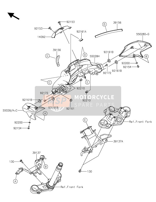 Kawasaki Z250SL ABS 2015 HAUBE für ein 2015 Kawasaki Z250SL ABS