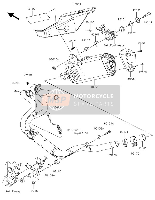 Kawasaki Z300 ABS 2015 Silencieux(S) pour un 2015 Kawasaki Z300 ABS