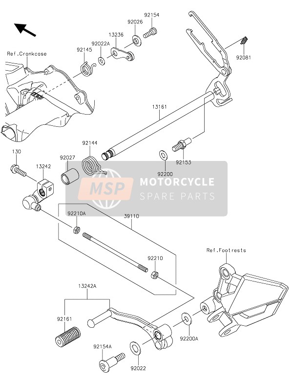 Kawasaki Z300 ABS 2015 Gear Change Mechanism for a 2015 Kawasaki Z300 ABS
