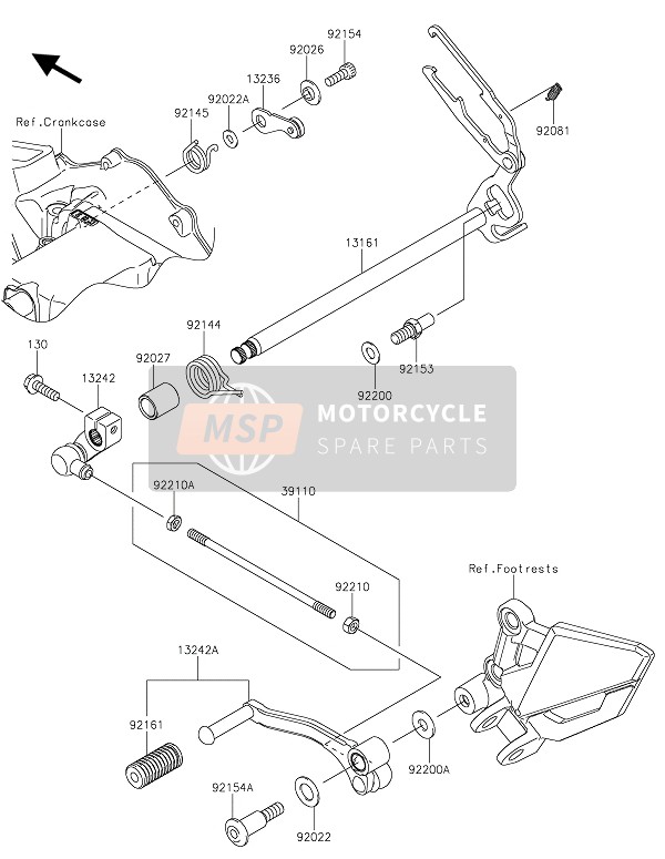 Kawasaki Z300 ABS 2015 Mécanisme de changement de vitesse pour un 2015 Kawasaki Z300 ABS