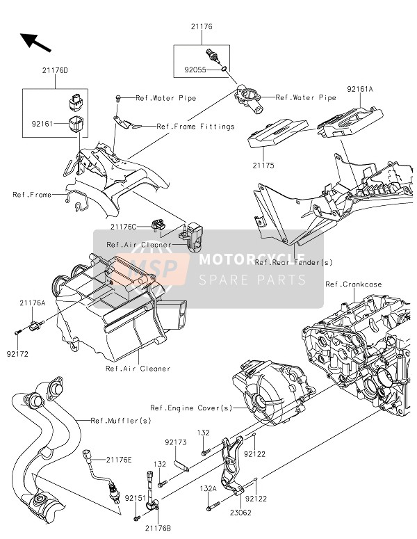 Kawasaki Z300 ABS 2015 Brandstof Injectie voor een 2015 Kawasaki Z300 ABS