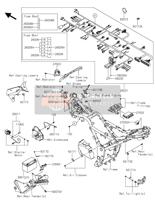 Kawasaki Z300 ABS 2015 Chassis Electrical Equipment for a 2015 Kawasaki Z300 ABS