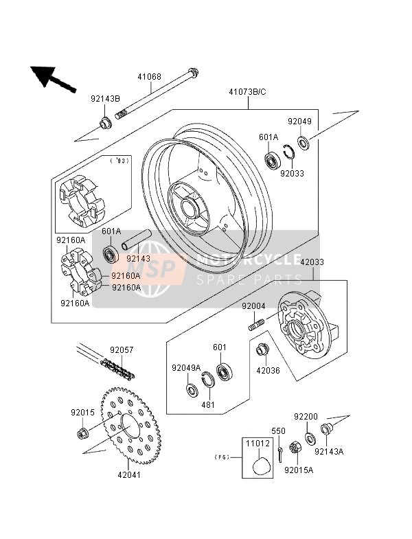 410731547DH, WHEEL-ASSY,Rr,P.C.Gray, Kawasaki, 0