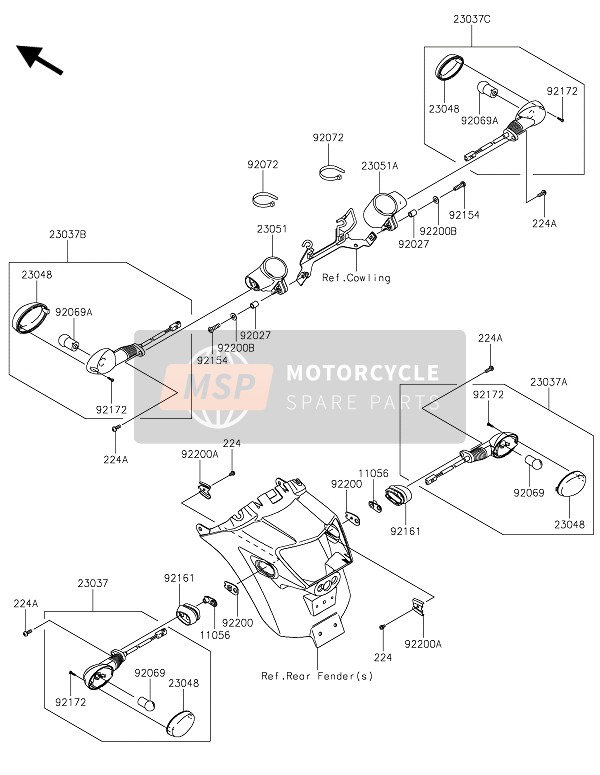 Kawasaki VULCAN S 2015 Clignotants pour un 2015 Kawasaki VULCAN S