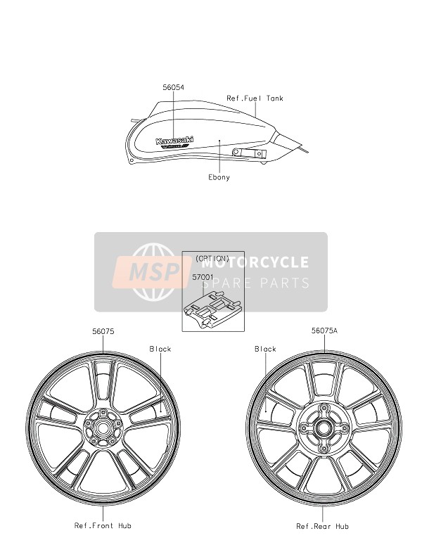 Kawasaki VULCAN S 2015 Decals (Ebony) for a 2015 Kawasaki VULCAN S