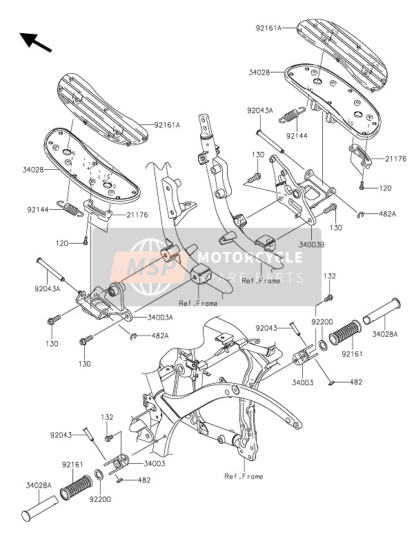 Kawasaki VULCAN 900 CLASSIC 2015 Footrests for a 2015 Kawasaki VULCAN 900 CLASSIC