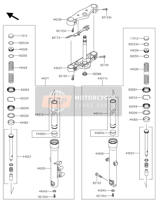 Kawasaki VN 900 CUSTOM 2015 VORDERRADGABEL für ein 2015 Kawasaki VN 900 CUSTOM