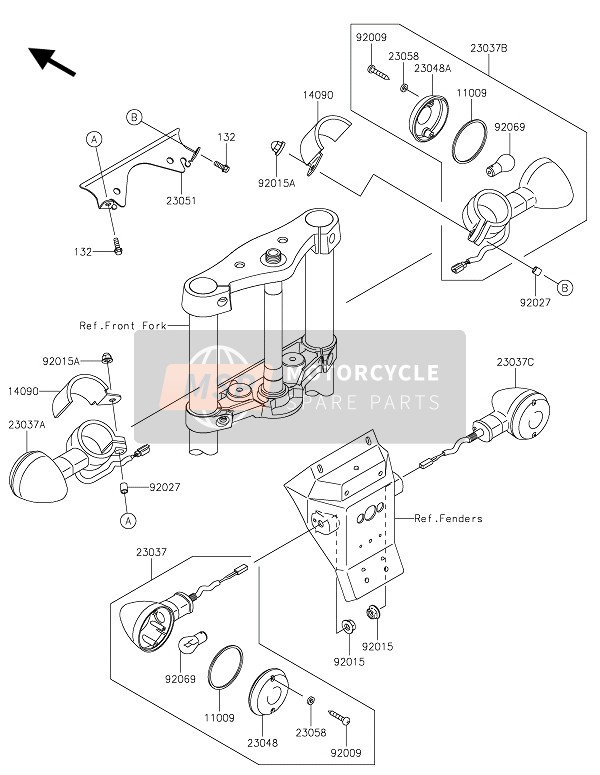 Kawasaki VN 900 CUSTOM 2015 Turn Signals for a 2015 Kawasaki VN 900 CUSTOM