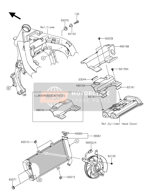 Kawasaki ER-6N 2015 Radiator voor een 2015 Kawasaki ER-6N