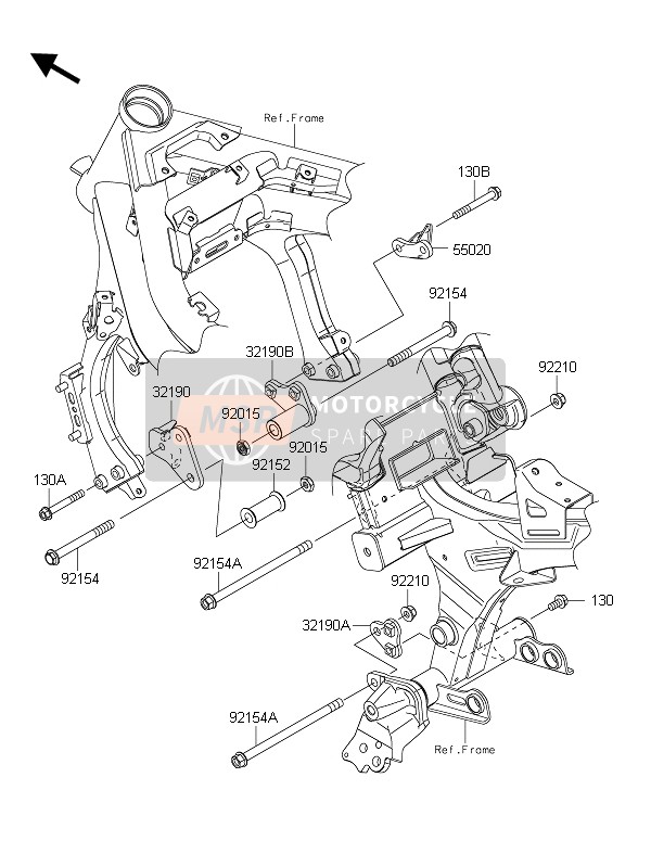 Kawasaki ER-6N 2015 Motorsteun voor een 2015 Kawasaki ER-6N