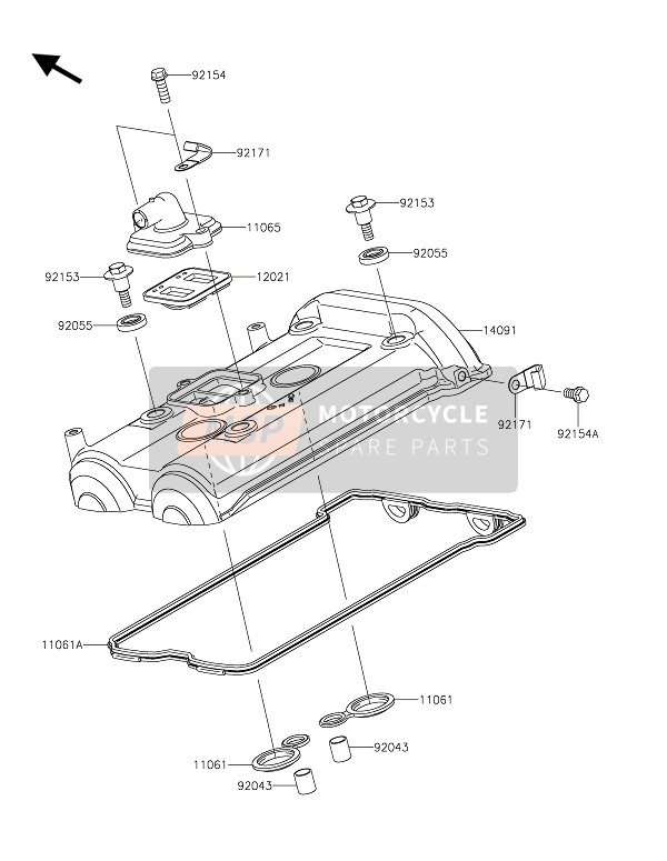 Kawasaki ER-6F 2016 Cubierta de tapa de cilindro para un 2016 Kawasaki ER-6F